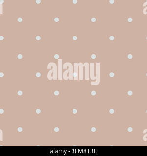 Seamless geometric light grey polka dot pattern on muted dusty pink background. Minimalist vintage vector background for wallpaper and fabric Stock Vector