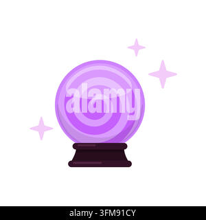 Cartoon magic crystal ball flat icon Stock Vector