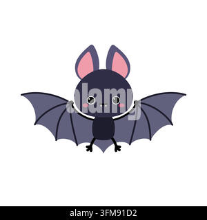 Cute cartoon bat with spread wings Stock Vector