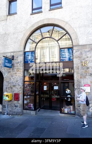 Edinburgh, Scotland, UK - July 20, 2026: Exterior entrance to the Museum of Childhood at 42 High Street on Edinburgh's Royal Mile in Scotland Stock Photo