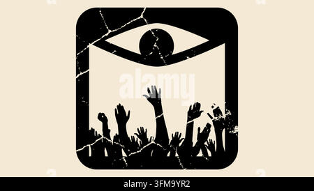 authoritarianism symbol, black isolated vector silhouette Stock Vector