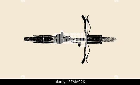 bike top view, black isolated vector silhouette Stock Vector