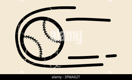baseball ball symbol, black isolated vector silhouette Stock Vector