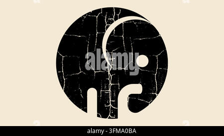 elephant geometric symbol, black isolated vector silhouette Stock Vector