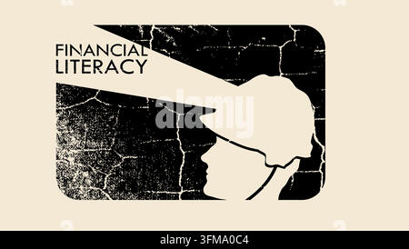 Financial Literacy, black vector silhouette Stock Vector