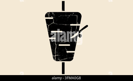 Kebab symbol, black vector on an isolated background Stock Vector