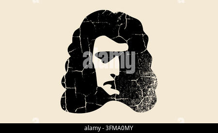 Niuton portrait, front view, black isolated vector silhouette Stock Vector