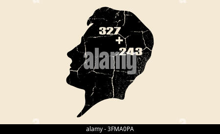 mental arithmetic, black vector silhouette Stock Vector