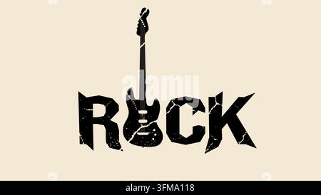 Rock Roll symbol, black vector silhouette Stock Vector