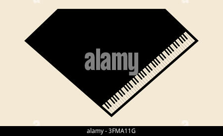 piano in diamond shape, black isolated vector silhouette Stock Vector