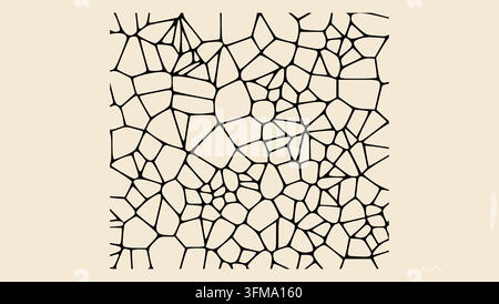 Stone Mosaic Tile, black isolated line art Stock Vector
