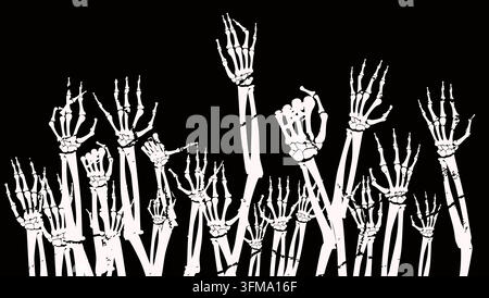 skeleton hands, black isolated vector silhouette Stock Vector