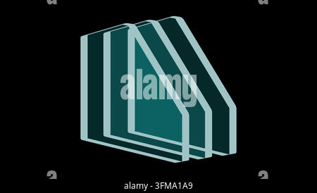 triple-layer laminated glass, color vector illustration Stock Vector