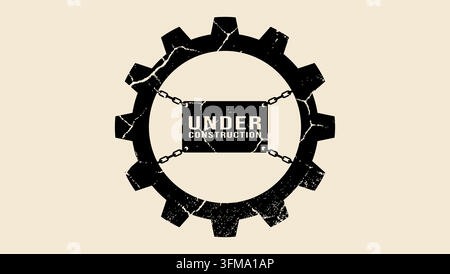 under construction sign, black  vector silhouette Stock Vector