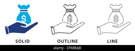 Finance icon in solid, outline, and line style Stock Vector
