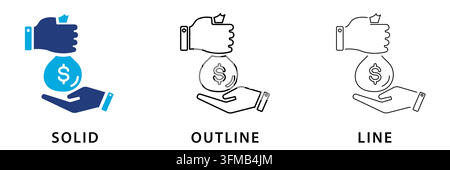 Loan icon in solid, outline, and line style Stock Vector