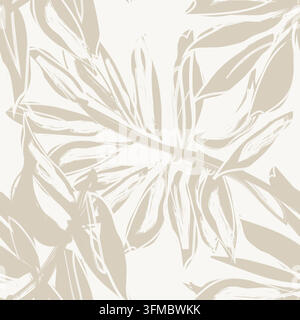Palm Tree Leaf Abstract Brushstroke seamless pattern design for fashion and home textiles, graphics and background Stock Vector