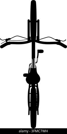 bike top view, black isolated vector silhouette Stock Vector