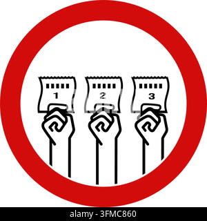 take a ticket for the queue, sign, black and red isolated vector silhouette Stock Vector
