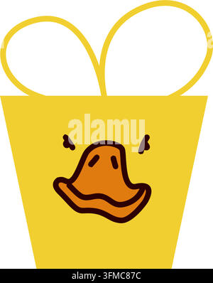 duck Gift Box, color vector illustration Stock Vector