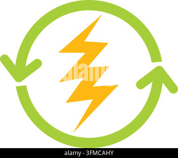 Renewable Energy Lightning Bolt Icon Stock Vector