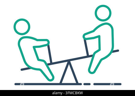 Seesaw icon. line icon style. icon related to people. balance elements vector illustration Stock Vector