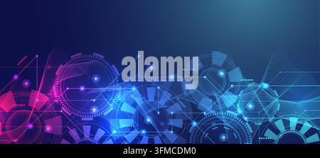 Abstract background with technology circuit board texture. Modern electronic motherboard texture. Engineering and communication concept for header Stock Vector