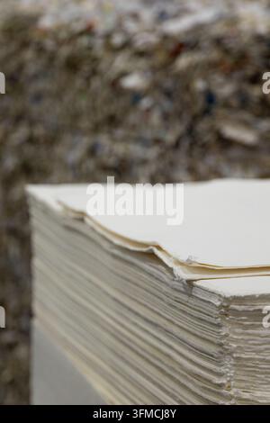 A stack of new paper from recycled materials Stock Photo