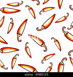 chili pepper seamless pattern vector. Vegetable, healthy vegan food wallpaper Stock Vector