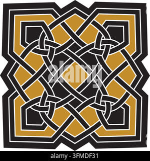 Vector gold and black Celtic knot. Ornament of ancient European peoples. The sign and symbol of the Irish, Scots, Britons, Franks. Stock Vector