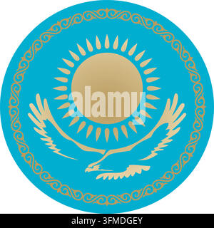 Vector golden round Kazakh national ornament. Ethnic pattern of the ...
