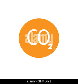 Minimal Carbon Dioxide icon in flat circle style Stock Vector