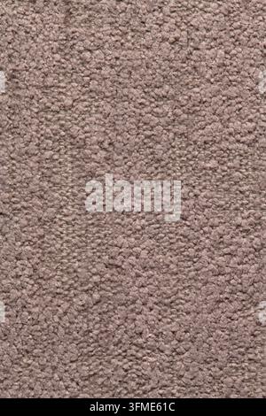 Macro view of soft taupe boucle fabric highlighting curly yarn loops and dense nubby texture. Soft studio lighting emphasizes the tactile quality and Stock Photo