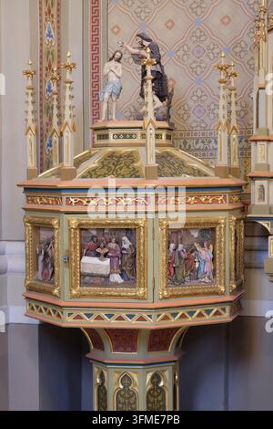 Baptismal font in the church of Saint Matthew in Stitar, Croatia Stock Photo