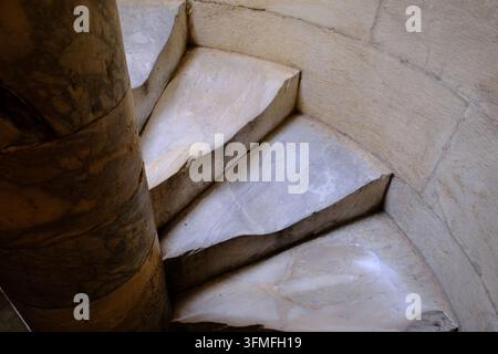Spiral marble staircase in historic building Leaning Tower of Pisa City in Italy Stock Photo