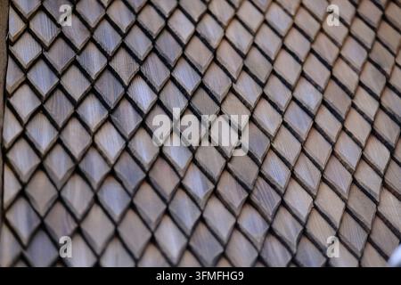 Wooden shingles roof texture of XII WANG church in Karpacz, Poland Stock Photo
