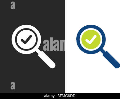 Magnifying glass with checkmark stock illustration Stock Vector