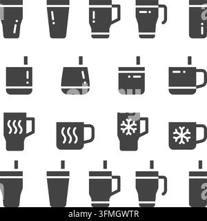tumbler and thermos solid icon set,vector and illustration Stock Vector