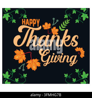 Happy Thanksgiving Day typography. Flat vector modern illustration Stock Vector