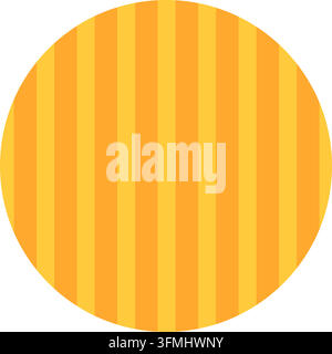 Geometric round circle shape vertical stripes pattern design element yellow orange. Bright round circle icon filled alternating vertical yellow orange Stock Vector