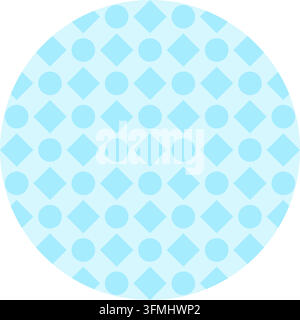 Blue circle diamond pattern round shape flat vector illustration graphic design element. Blue circle diamond pattern inside round circle frame isolate Stock Vector