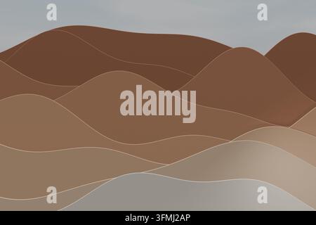 Warm sand dunes artwork rendered in 3D for travel poster and modern wall art Stock Photo