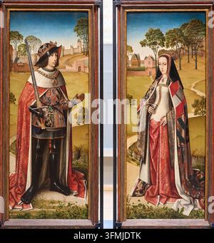 Wings of the Zierikzee Triptych: Portraits of Philip the Fair (1478-1506) and Joanna of Castile (1482-1555), Master of the Joseph Sequence (Brussels, Stock Photo