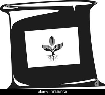 black plant fertilizer sack vector element design Stock Vector