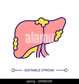 Liver health awareness line color icon Stock Vector