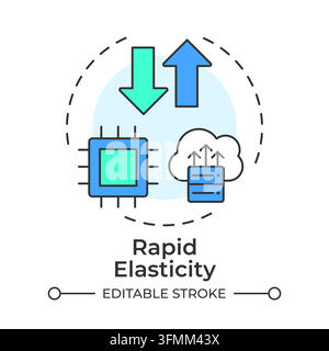 Rapid elasticity flat linear concept icon Stock Vector