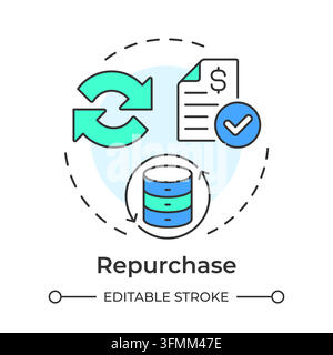 Repurchase flat linear concept icon Stock Vector