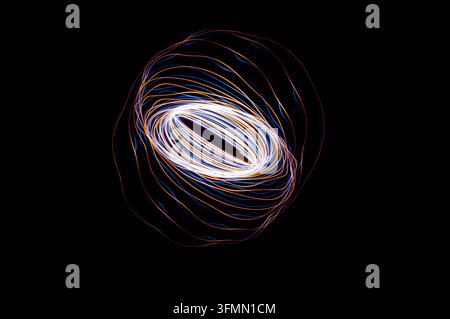 Abstract Orange Blue and White Light Painting Stock Photo