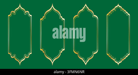 Islamic Gold Border Frame Vector Set Stock Vector