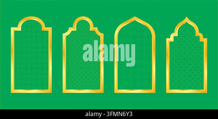 Luxury Islamic Gold Arch Frame Collection Stock Vector